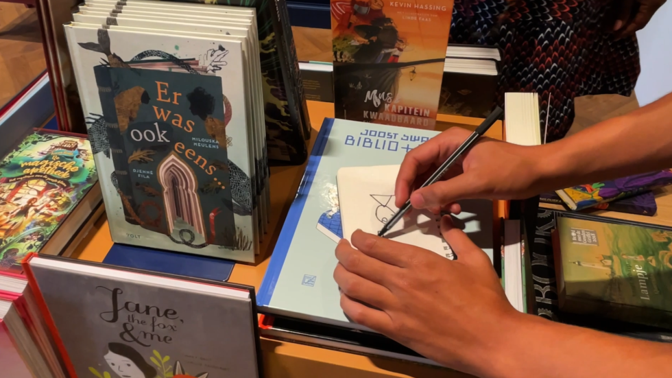 Tekening en boeken